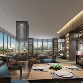 现代自助餐厅3D模型下载